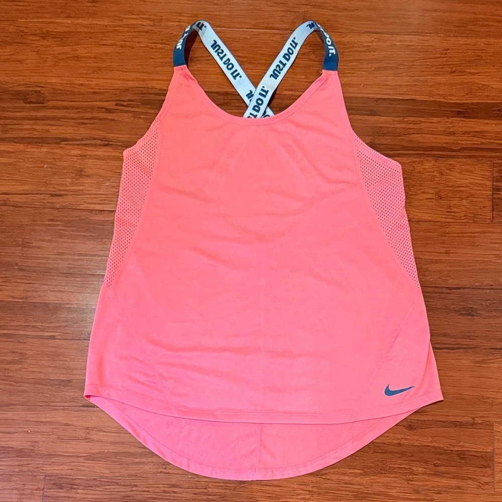 Nike Women's Coral Tank Top with Blue Accents